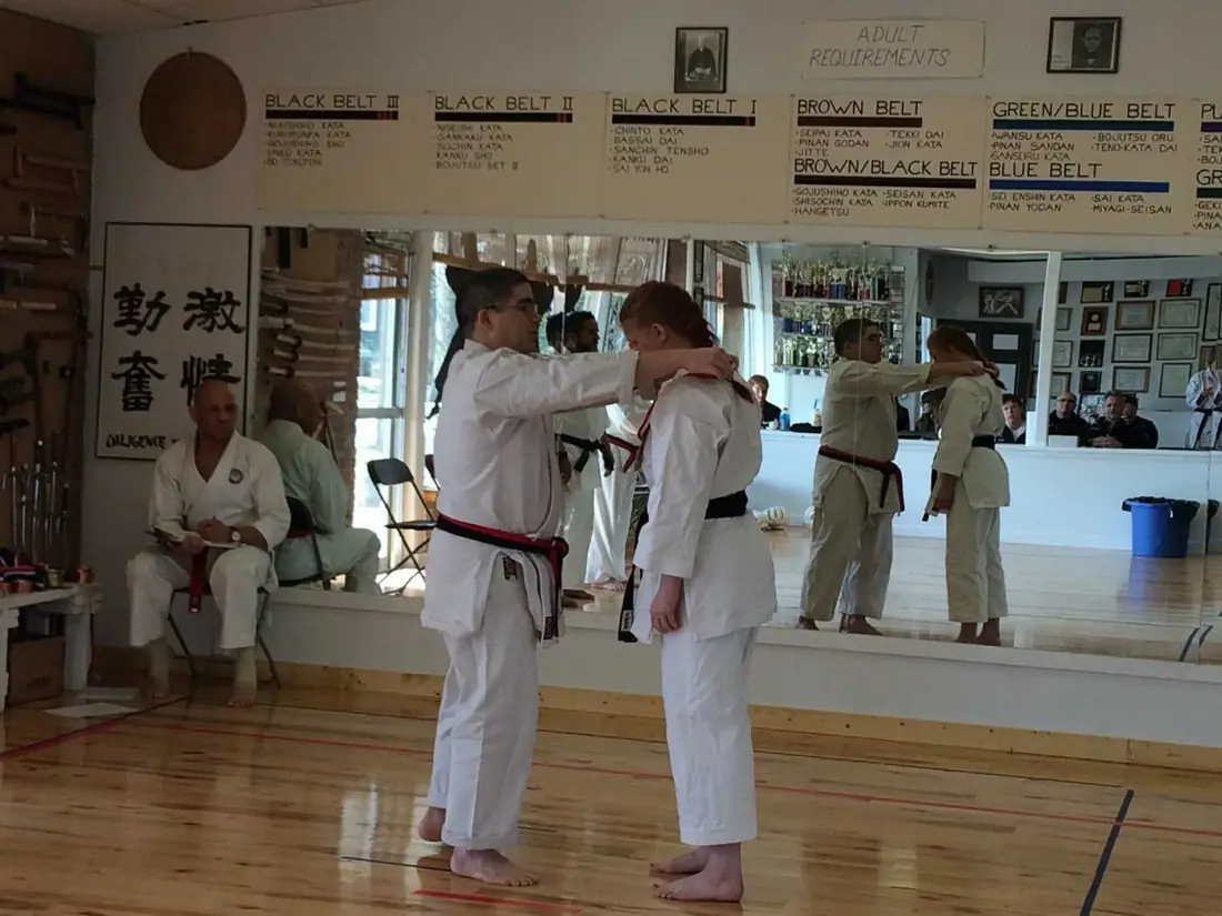Students practicing karate together in the LWC Karate dojo